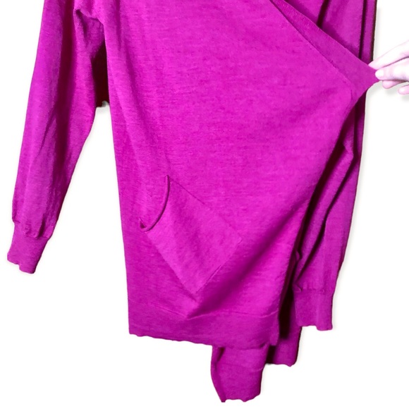 Eileen Fisher Magenta Wool Open Front Cardigan - Picture 3 of 8